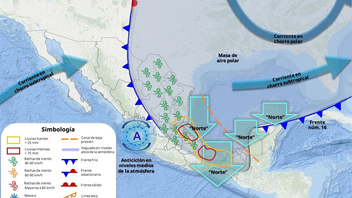 Esta noche el Gobierno de Tuxpan recomienda a la población tomar precauciones por las lluvias que estará generando el Frente Frío 16